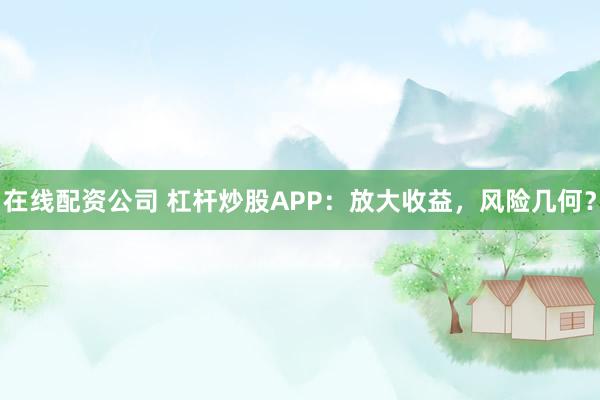 在线配资公司 杠杆炒股APP：放大收益，风险几何？