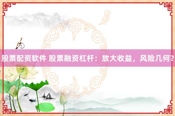 股票配资软件 股票融资杠杆：放大收益，风险几何？