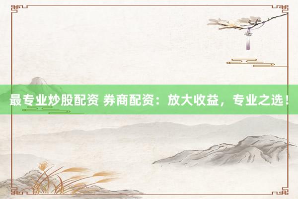 最专业炒股配资 券商配资：放大收益，专业之选！