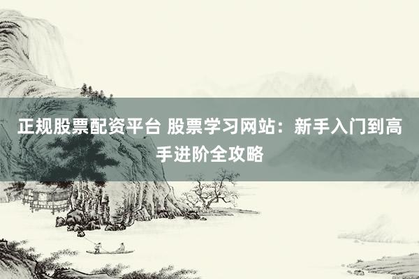 正规股票配资平台 股票学习网站：新手入门到高手进阶全攻略