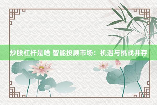 炒股杠杆是啥 智能投顾市场：机遇与挑战并存