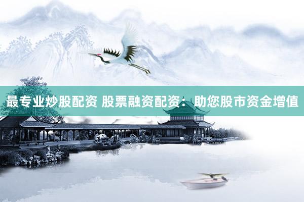 最专业炒股配资 股票融资配资：助您股市资金增值