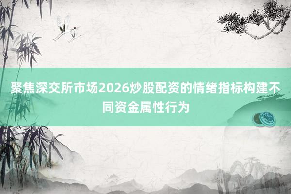 聚焦深交所市场2026炒股配资的情绪指标构建不同资金属性行为