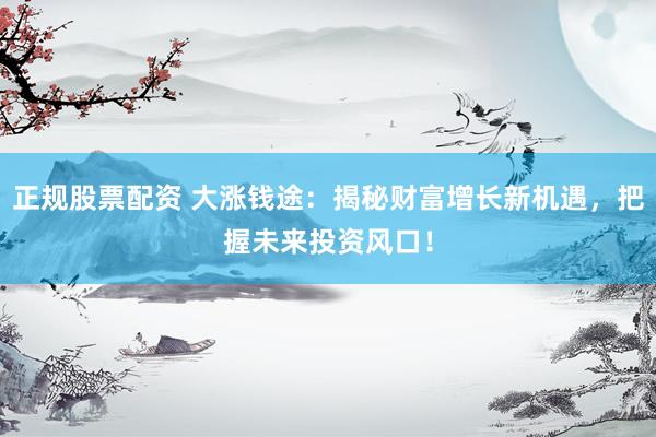正规股票配资 大涨钱途：揭秘财富增长新机遇，把握未来投资风口！
