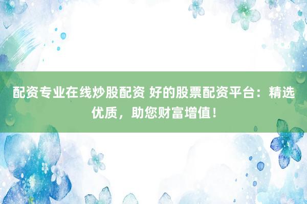 配资专业在线炒股配资 好的股票配资平台：精选优质，助您财富增值！